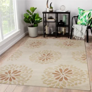Elegant Skin Color Flower Pattern Tufted Carpet