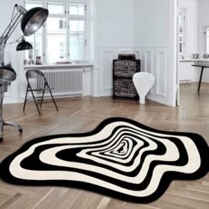 Elegant Black and White Stripes Pattern Design Non-Shape Carpets