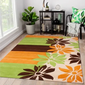 Elegant Multicolor Flower Pattern Tufted Carpet for Your Home