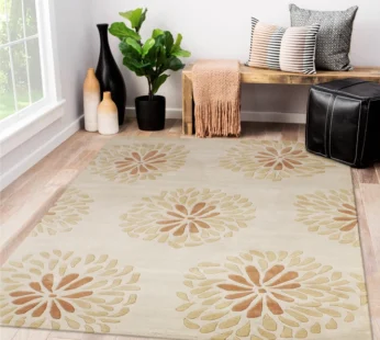 Elegant Skin Color Flower Pattern Tufted Carpet