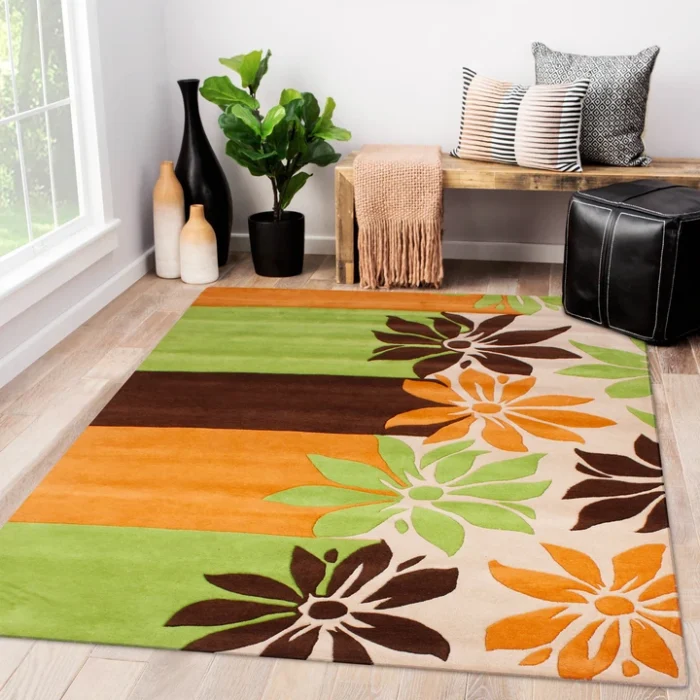 Elegant Multicolor Flower Pattern Tufted Carpet for Your Home handmade rug - Indian Carpets