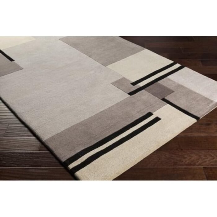 Elegance to Your Home with Our Grey and Black Abstract Pattern Tufted Carpet handmade rug - Indian Carpets