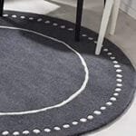 Elegant Black Round Touted Carpet with Circular Strips View 2