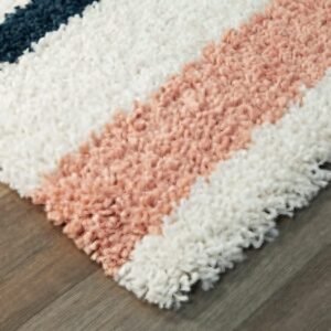 Enhance Your Space with a Colorful Horizontal Strips Pattern Shaggy Carpet