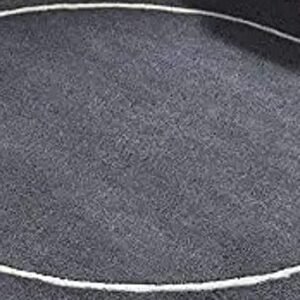 Elegant Black Round Touted Carpet with Circular Strips