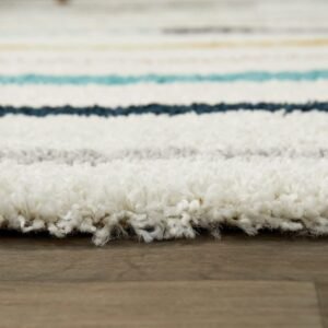 Enhance Your Space with a Colorful Horizontal Strips Pattern Shaggy Carpet