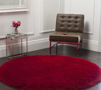 Enhance Your Space with a Red Plain Solid Round Shaggy Carpet