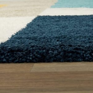 Elegant Multicolor Quadrilateral Pattern Shaggy Carpet