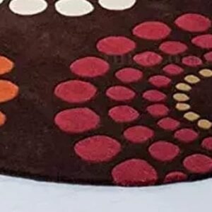 Elegant Circular Dotted Flowers Pattern Round Tufted Carpet