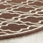 Elegant Light Brown and White Webical Pattern Round Tufted Carpet View 2