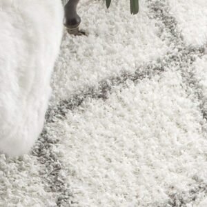 Luxurious White Brown Round Shaggy Carpet: A Touch of Elegance