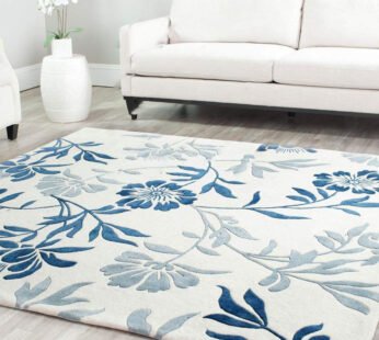 Elegance Redefined: Luxurious Tufted Carpet in Blue Flower Pattern