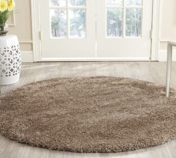 Enhance Your Space with a Plain Solid Beige Round Shaggy Carpet