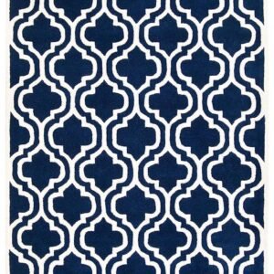 Elegant Blue and White Pattern Tufted Carpet