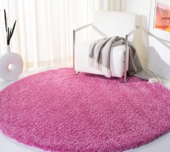Elegant Plain Pink Solid Round Shaggy Carpet: A Perfect Addition to Your Home
