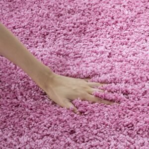 Elegant Plain Pink Solid Round Shaggy Carpet: A Perfect Addition to Your Home