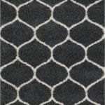 Elegant Comfort: Black and White Web Shaped Pattern Shaggy Carpet View 3