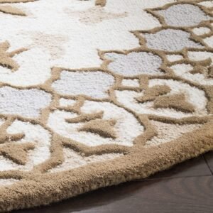 Elegant Skin Color Pattern Design on Round Tufted Carpet