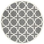 Elegant Light Grey and White Stat Pattern Round Touted Carpet View 2