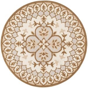 Elegant Skin Color Pattern Design on Round Tufted Carpet