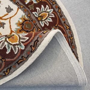 Elegant Brown and Skin Color Art Design Round Tufted Carpet for Your Home