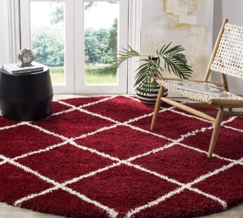 Elegant Comfort with the Red Ivory Round Shaggy Carpet