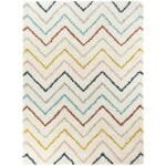 Enhance Your Space with Multicolor Zigzag Strips Pattern Shaggy Carpet View 3