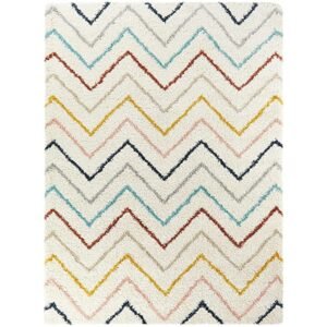 Enhance Your Space with Multicolor Zigzag Strips Pattern Shaggy Carpet