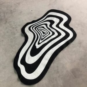 Elegant Black and White Stripes Pattern Design Non-Shape Carpets