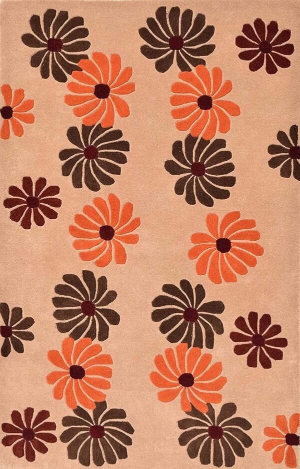 Enhance Your Home with Light Orange Flower Tufted Carpets