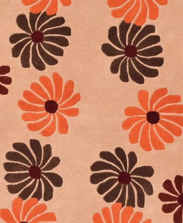 Enhance Your Home with Light Orange Flower Tufted Carpets - Image 3