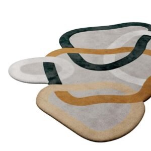 Enhance Your Space with the Colorful Circular Strips Non-Shape Carpet