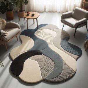Elegant Grey Color Combination Non-Shape Carpets for Modern Spaces