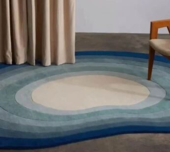 Elegant Blue Oval Pattern Carpets for Modern Interiors