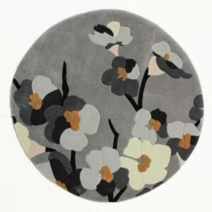 Discover the Elegance of the Luxurious Tufted Round Carpet in Flower Grey