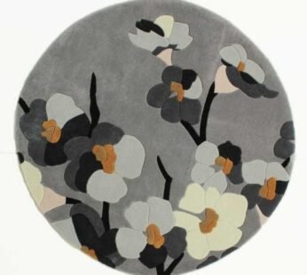 Discover the Elegance of the Luxurious Tufted Round Carpet in Flower Grey