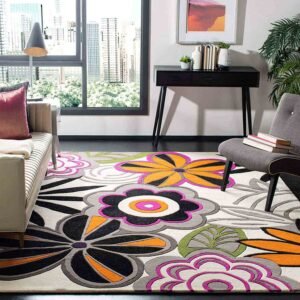 Discover the Elegance of Our Luxurious Tufted Carpet with Multi-Color Flowers