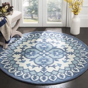 Elevate Your Space with Our Luxurious Tufted Round Carpet in Light Blue