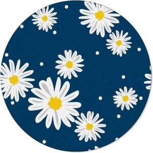 Transform Your Home with a Luxurious Tufted Round Carpet featuring White Flower Designs