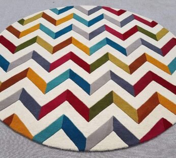 Elevate Your Space with Our Luxurious Tufted Round Multicolor Zigzag Rug