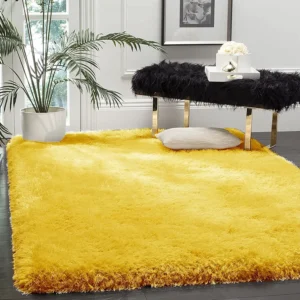 Explore the Comfort of Our Plain Yellow Design Shaggy Carpet