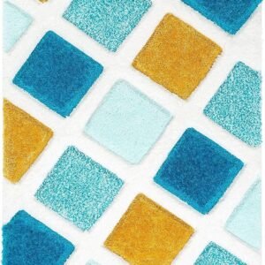 Stylish and Comfortable: Colorful Box Pattern Shaggy Carpet