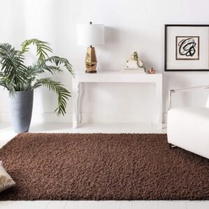 Experience Luxurious Comfort with Our Plain Dark Brown Soft Shaggy Carpet
