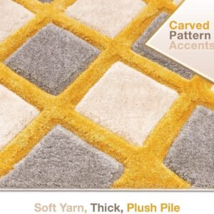 Elegant Shaggy Carpet with Multicolor Box Pattern Design