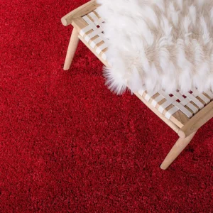 Elegant Comfort: Plain Red Shaggy Carpet