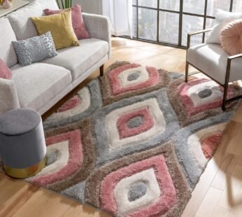 Enhance Your Bedroom Ambiance with Soft Shaggy Pink and Grey Fur Rugs