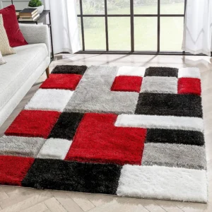 Exquisite Multicolor Asymmetrical Pattern Design Shaggy Carpet