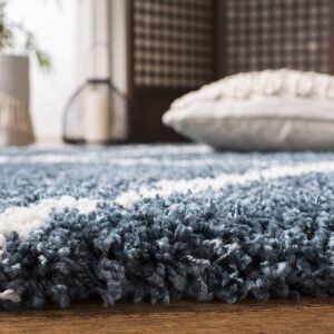 Luxurious White Navy Round Shaggy Carpet: A Touch of Elegance