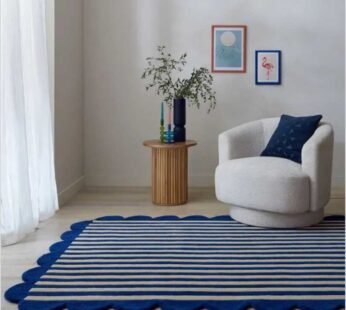 Experience the Elegance of Our Luxurious Premium Quality Irregular Blue Strip Rugs