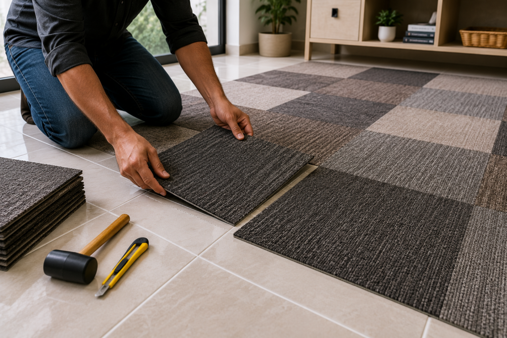 do it yourself carpet tiles and how to install carpet tiles without glue